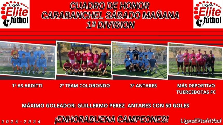CUADRO DE HONOR. CARABANCHEL SÁBADO MAÑANA 1ª DIVISIÓN